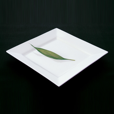 Cuadrado blanco en forma de plato de cena 10.25"